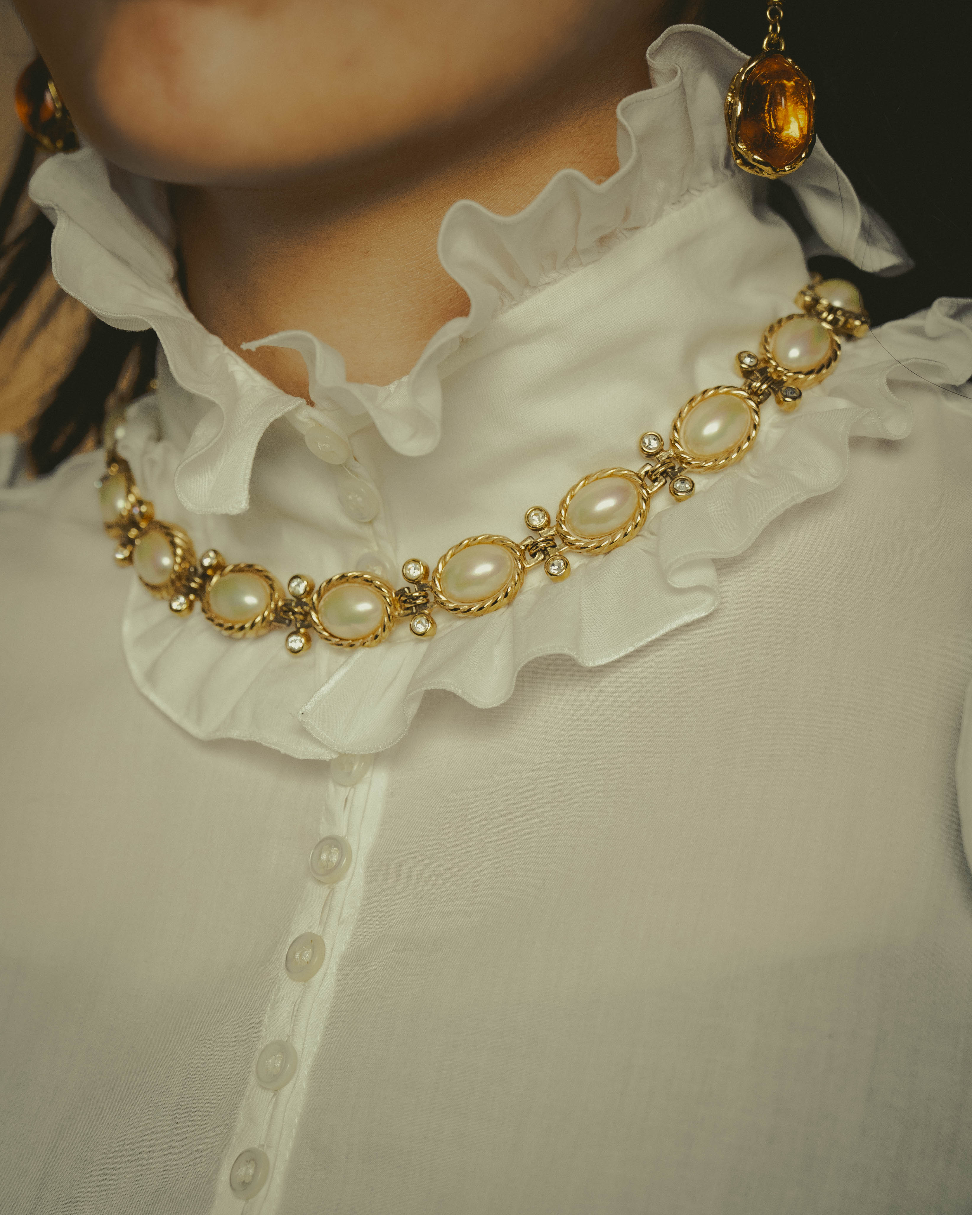 -SPECIAL- “Christian Dior” 70’s-80’s Faux pearl crystal statement necklace