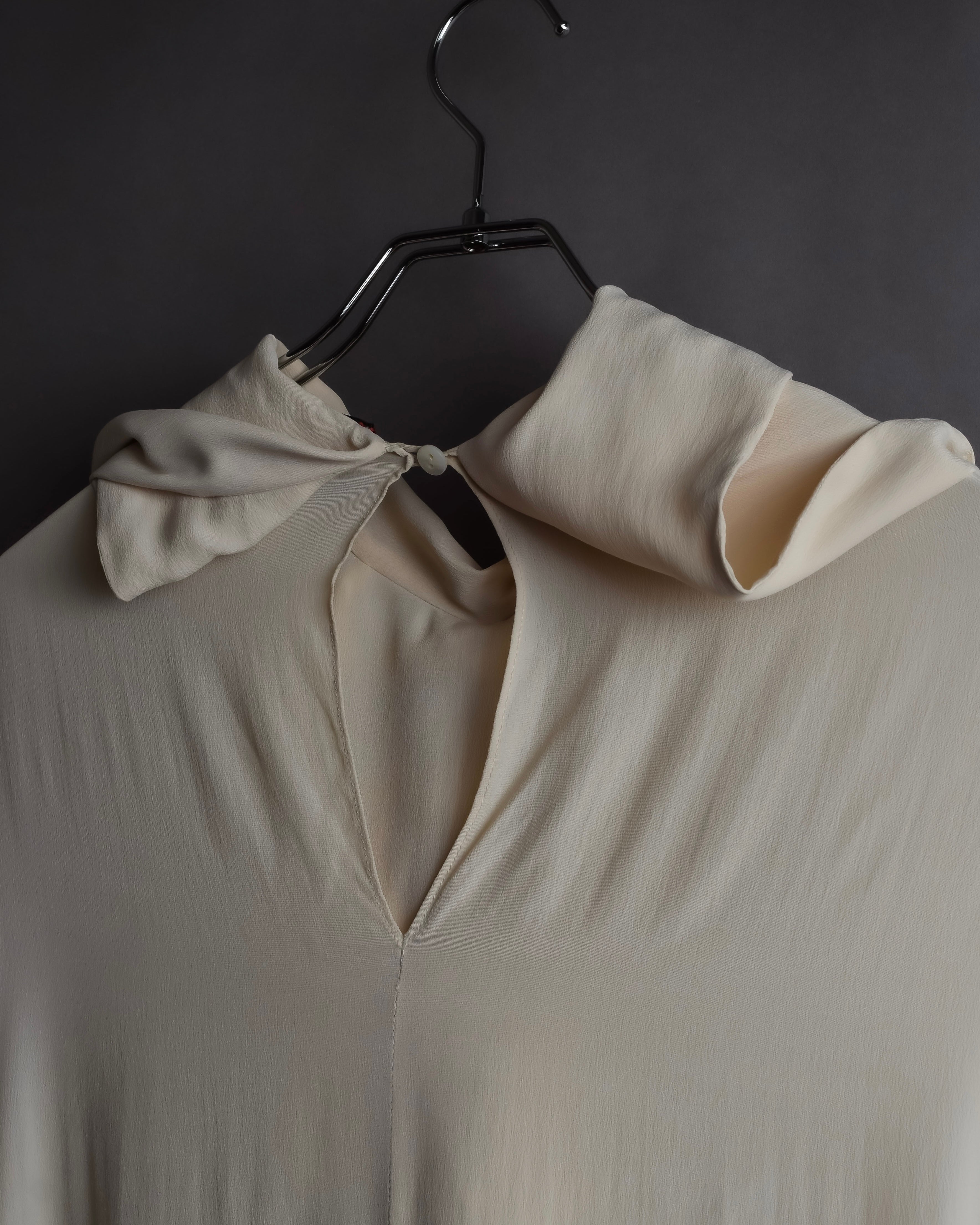 "GUCCI" Michele period frill lace silk bowtie shirt