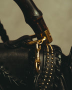 –SPECIAL– "GUCCI" 10's Embellished bamboo leather handbag