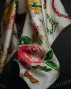 “GUCCI” 80’s-90’s Floral logo silk scarf