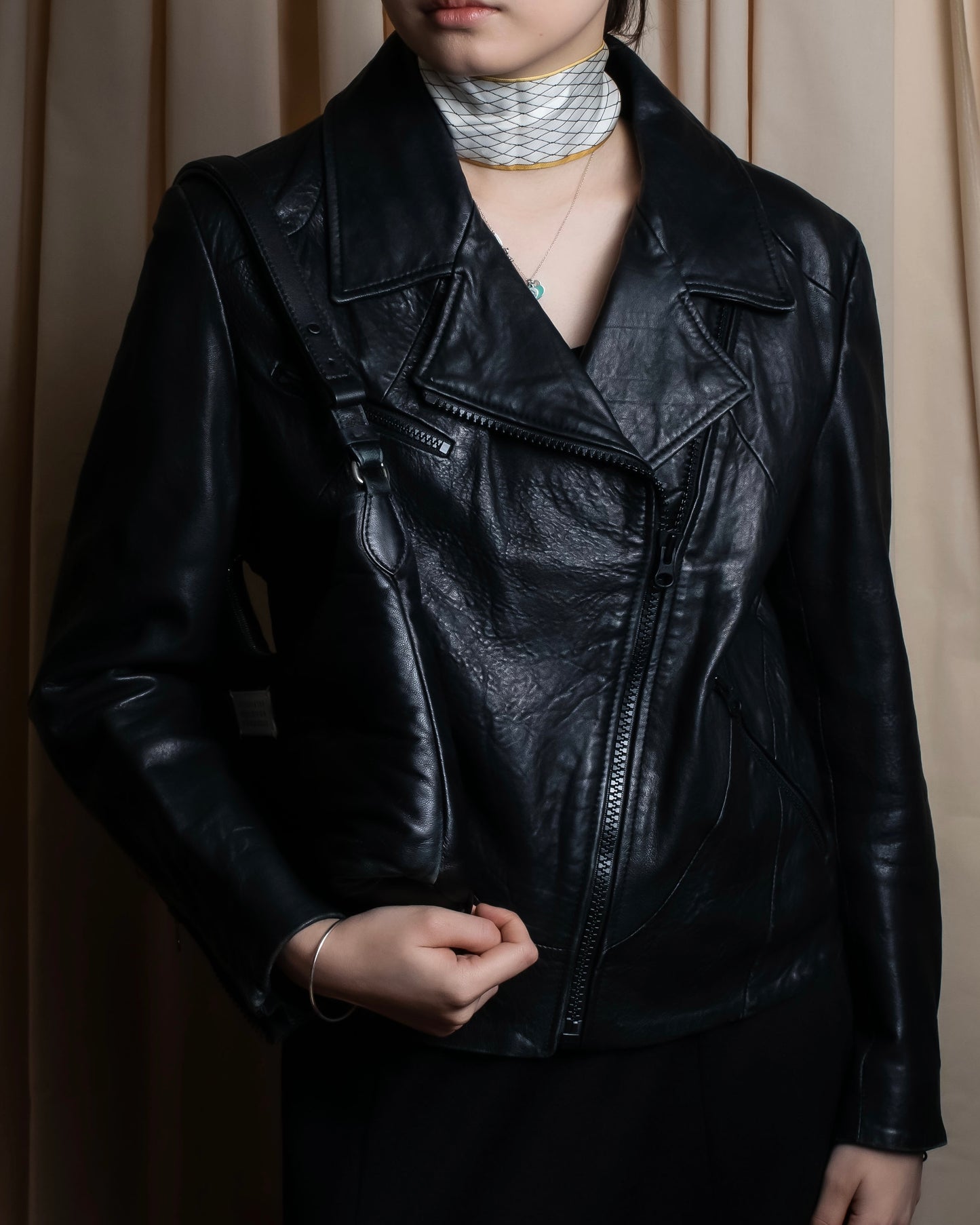 "Acne" Beautiful shape genuine leather double riders jacket