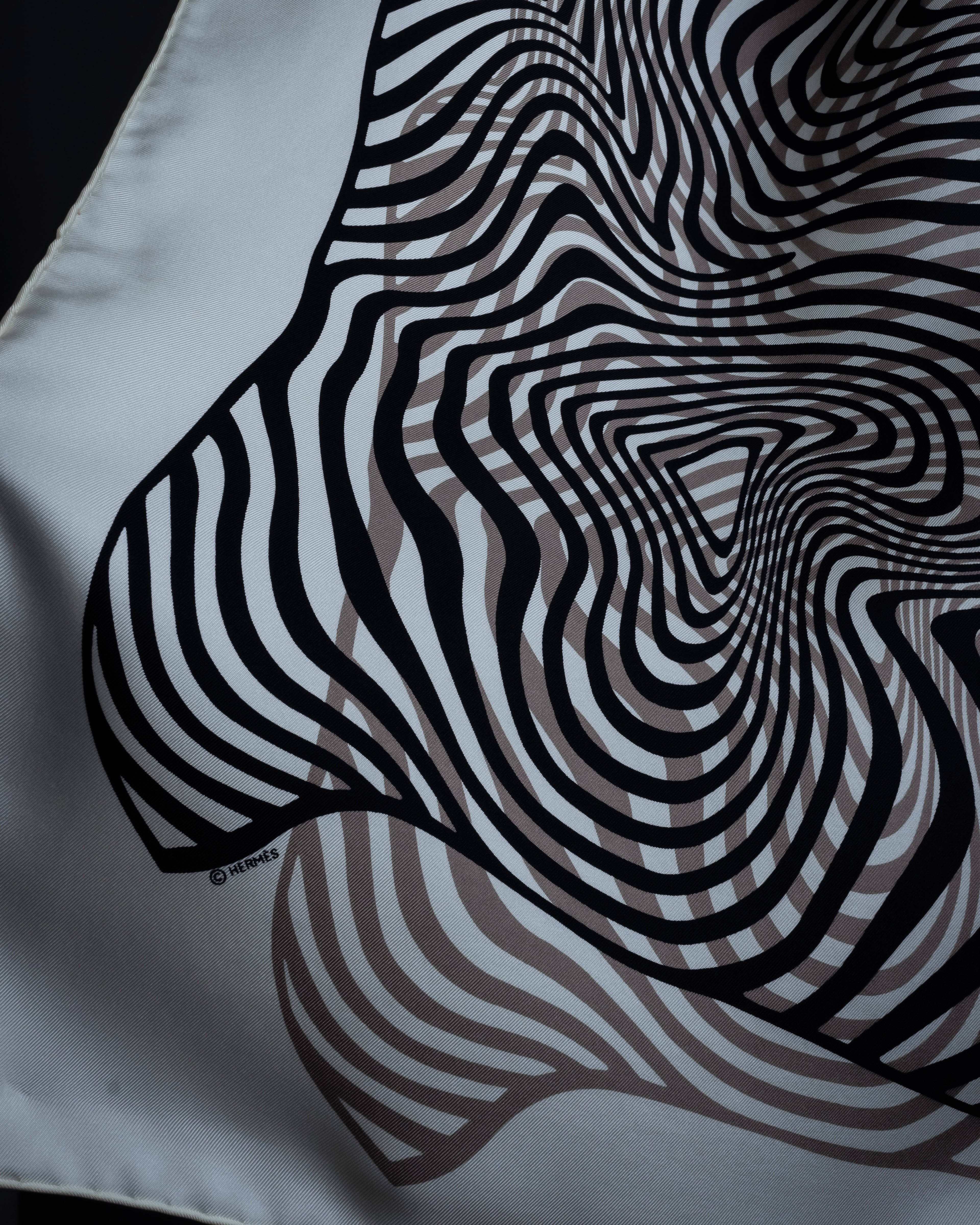 "HERMES" Zebra abstract print Carre 90 silk scarf