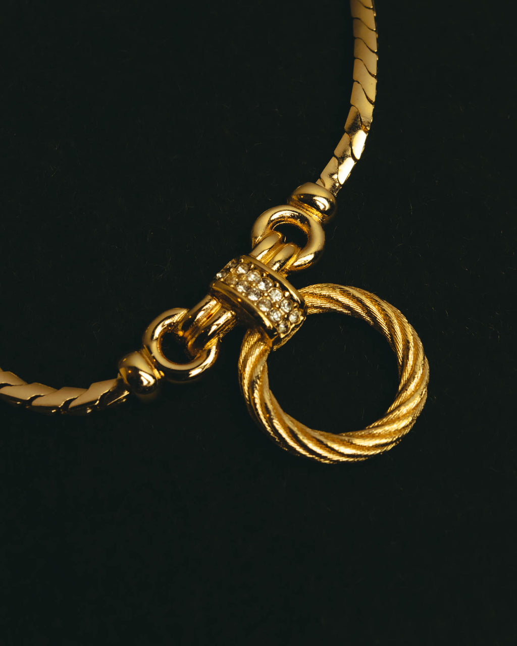 "Christian Dior" 80's-90's Gold tone rhinestone necklace