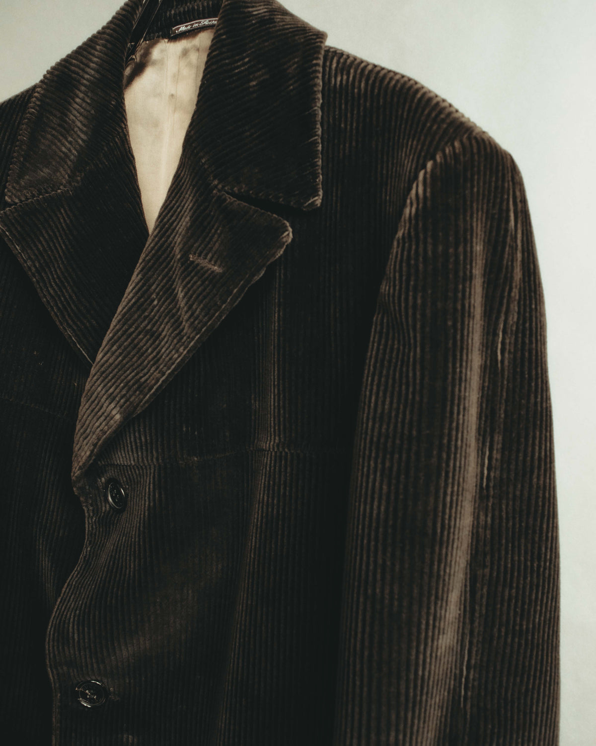 -SPECIAL- "GUCCI" 90's-00's Dark brown corduroy tailored chesterfield coat