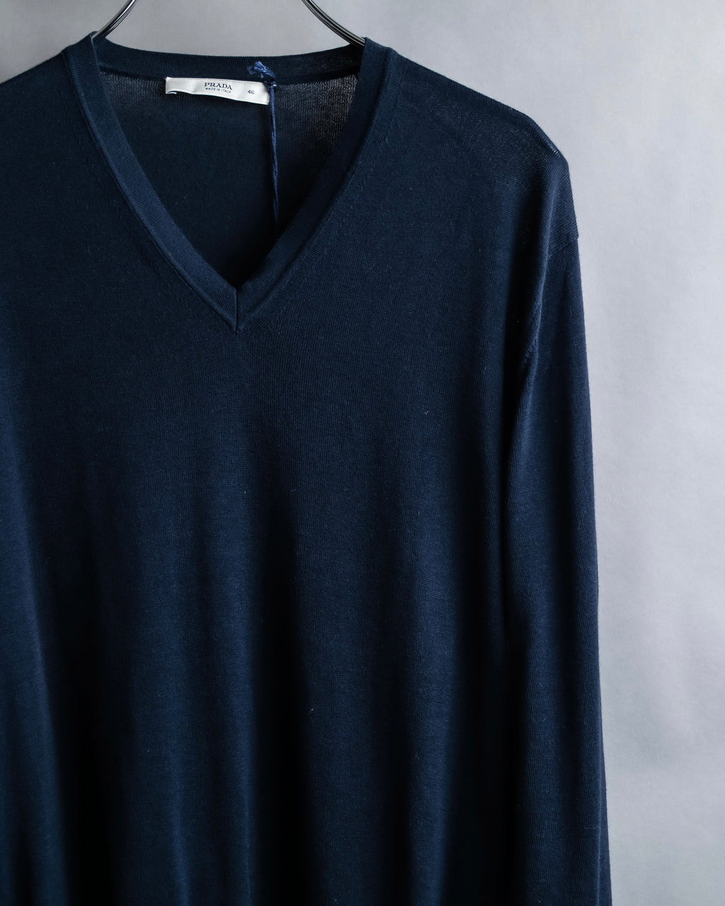 "PRADA" Raglan sleeves cotton navy color knit
