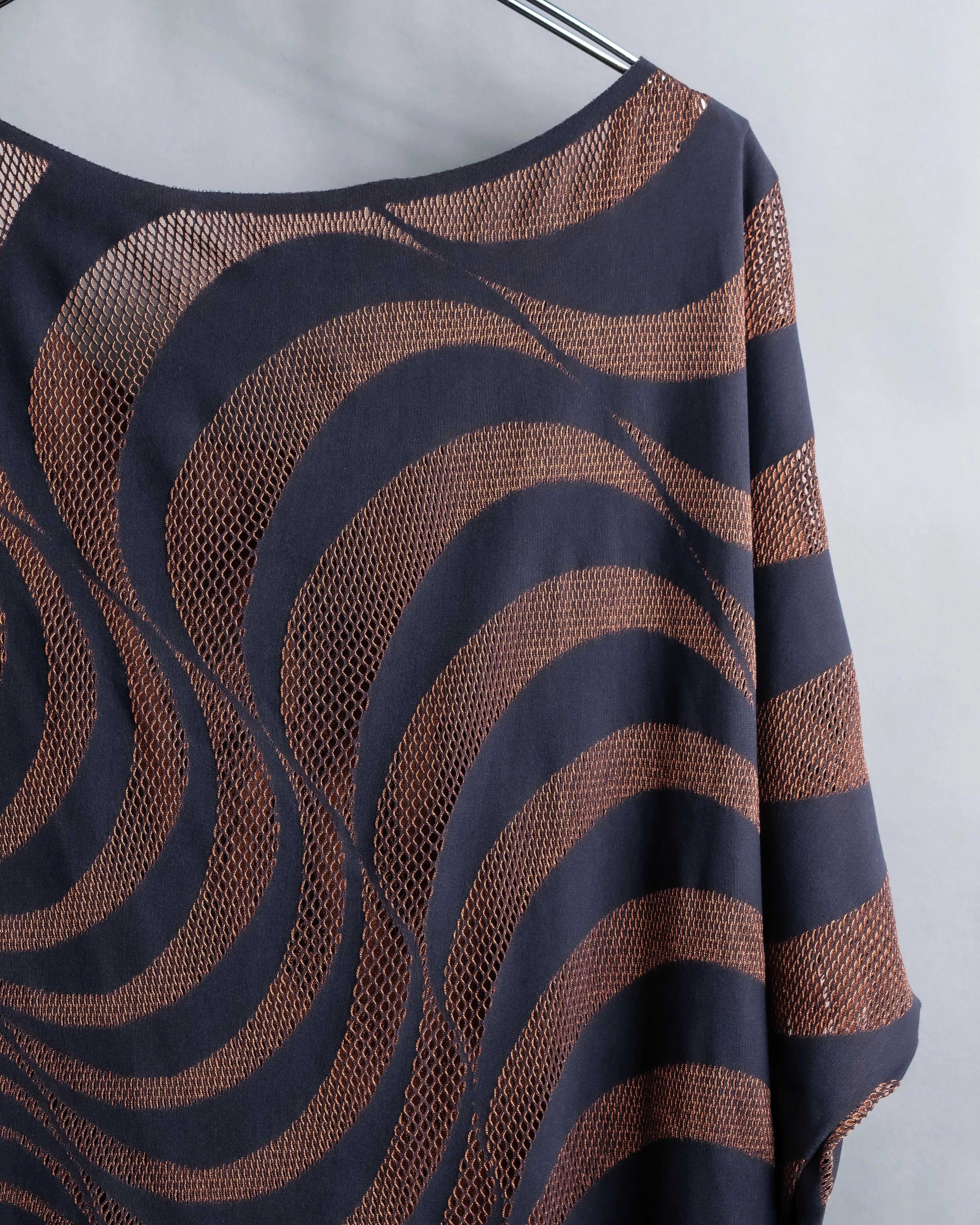 "PLEATS PLEASE ISSEY MIYAKE"
 Marble print dolman sleeve tops