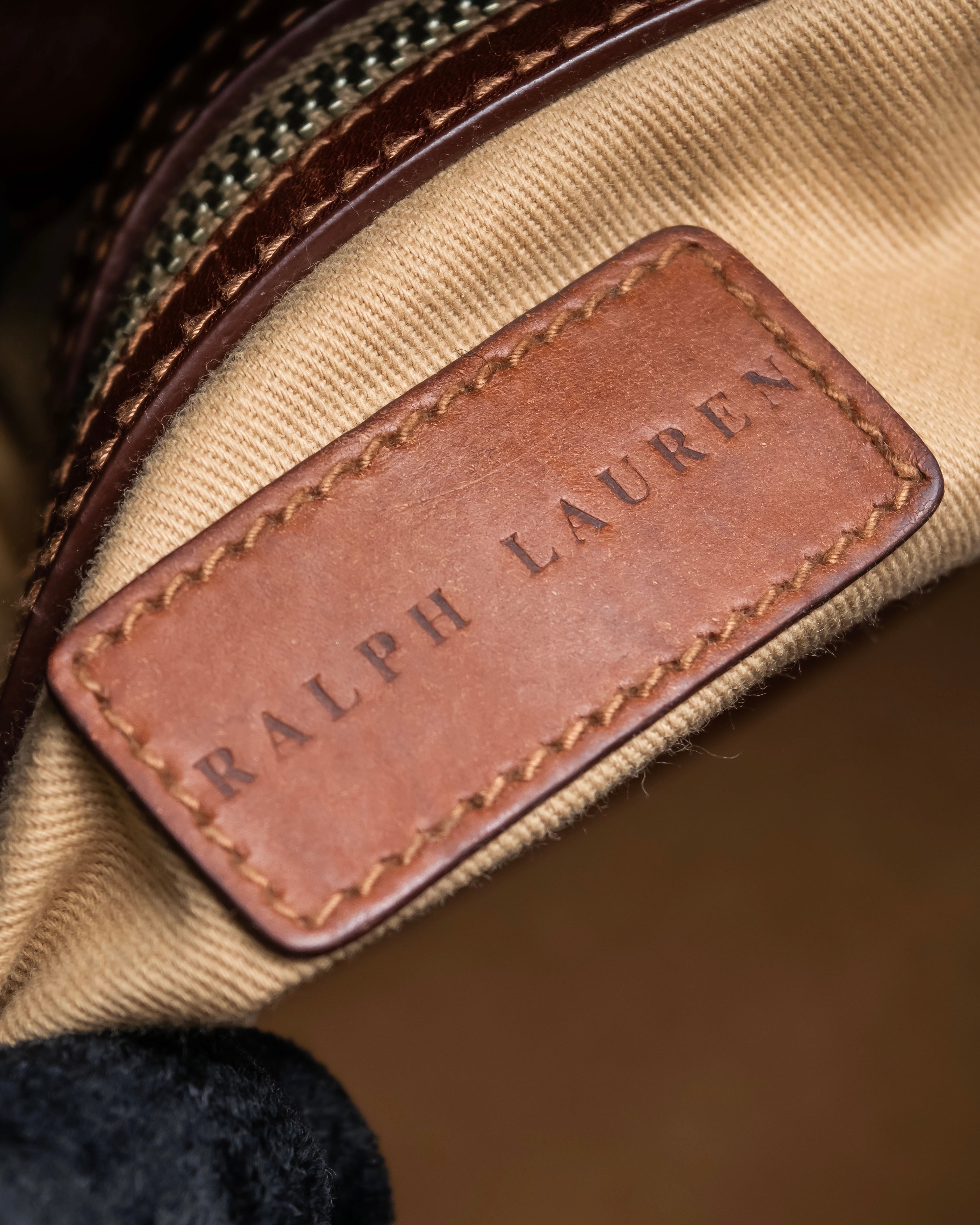 "Ralph Lauren" Blackwatch check canvas leather combination bag