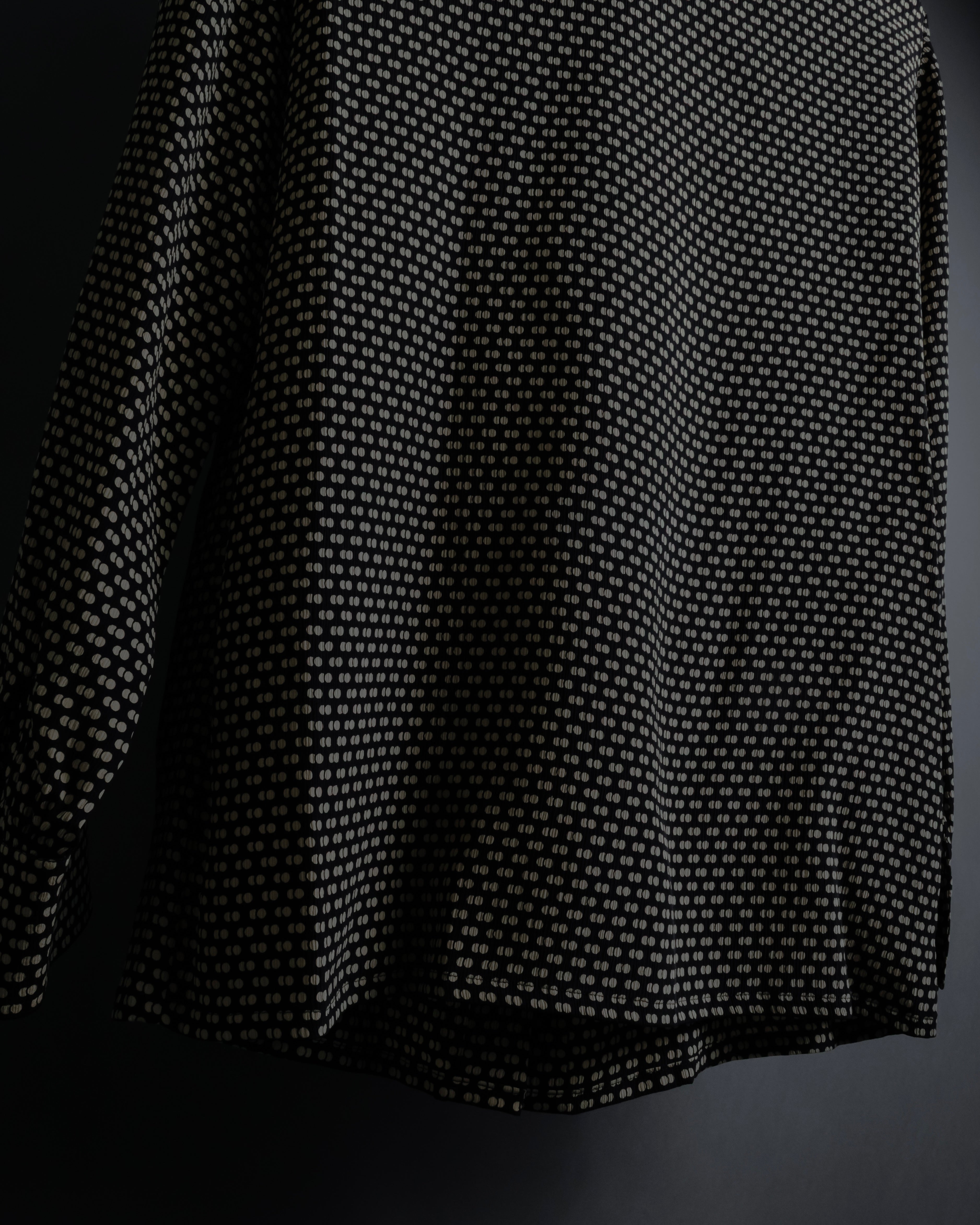 "Christian Dior PRETA PORTER" Ivory polka dot bow tie blouse