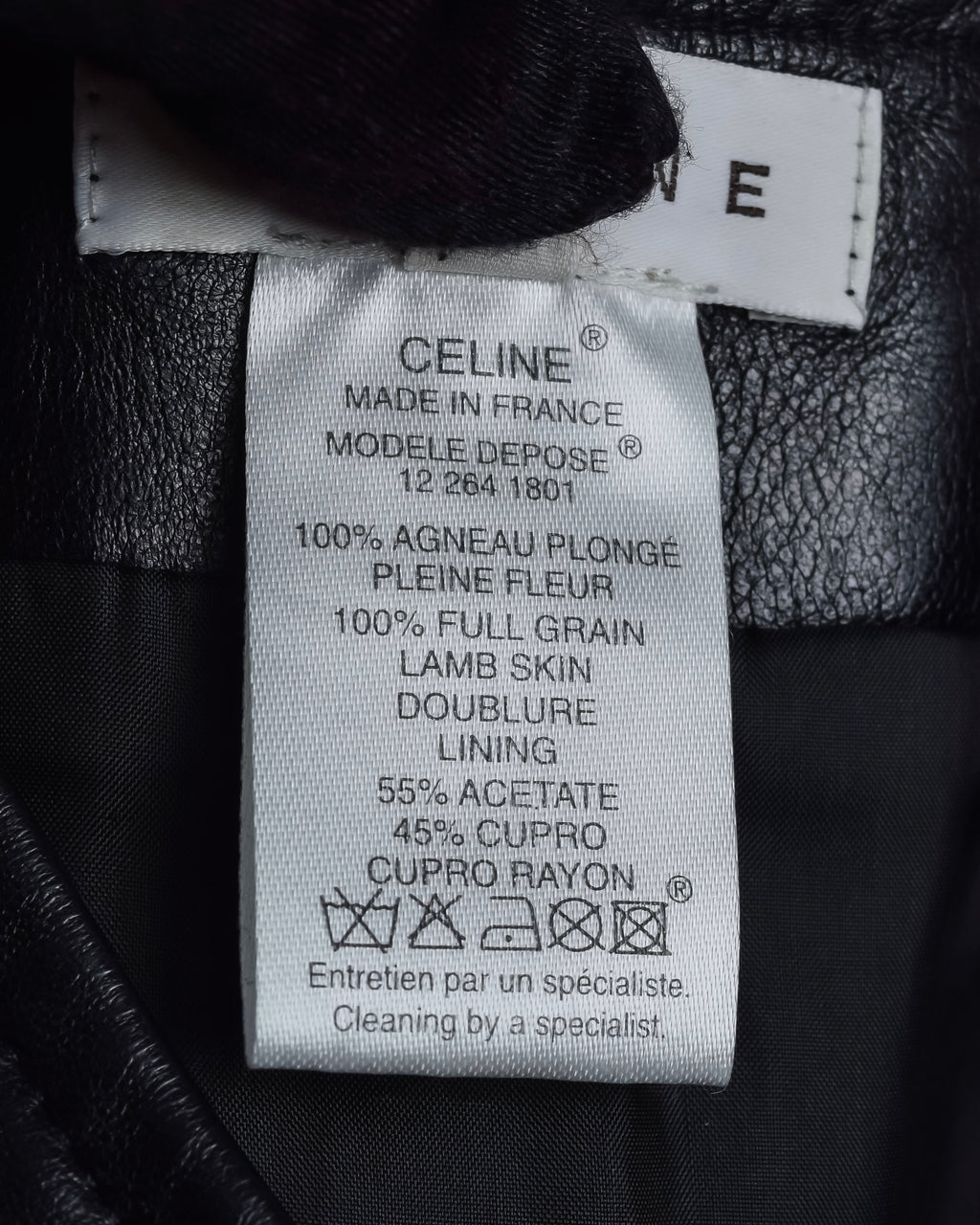 "CELINE" Front metal buckle detail leather skirt