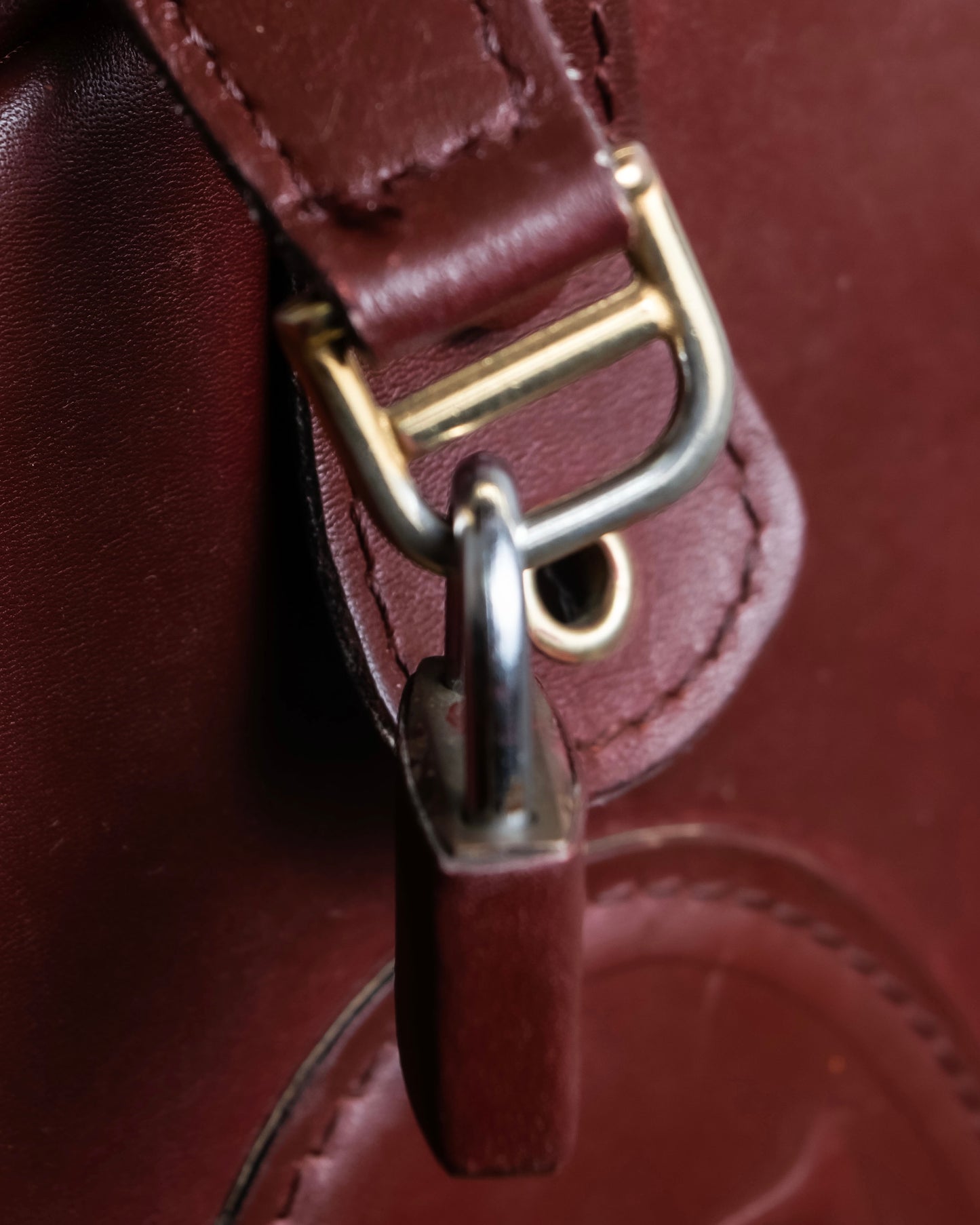 "Cartier" 2C logo engraved bordeaux color boston bag