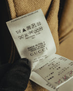 “GUCCI” 00’s-10’s Cashmere-blend leather-trimmed belted long coat