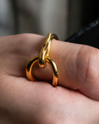 "HERMES" Jumbo scarf gold ring