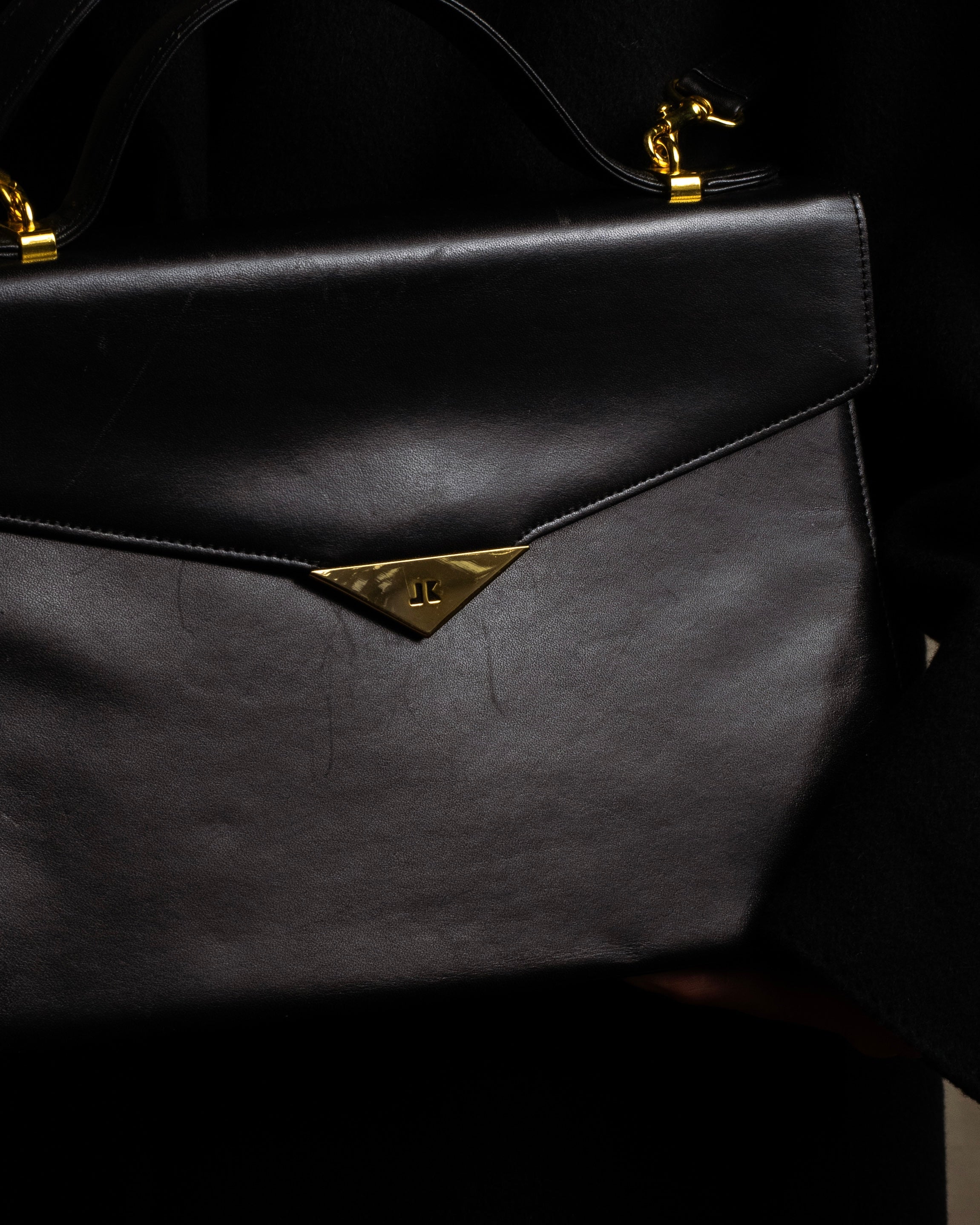 "JUNKO KOSHINO" Geometric motif design 2-way leather shoulder bag