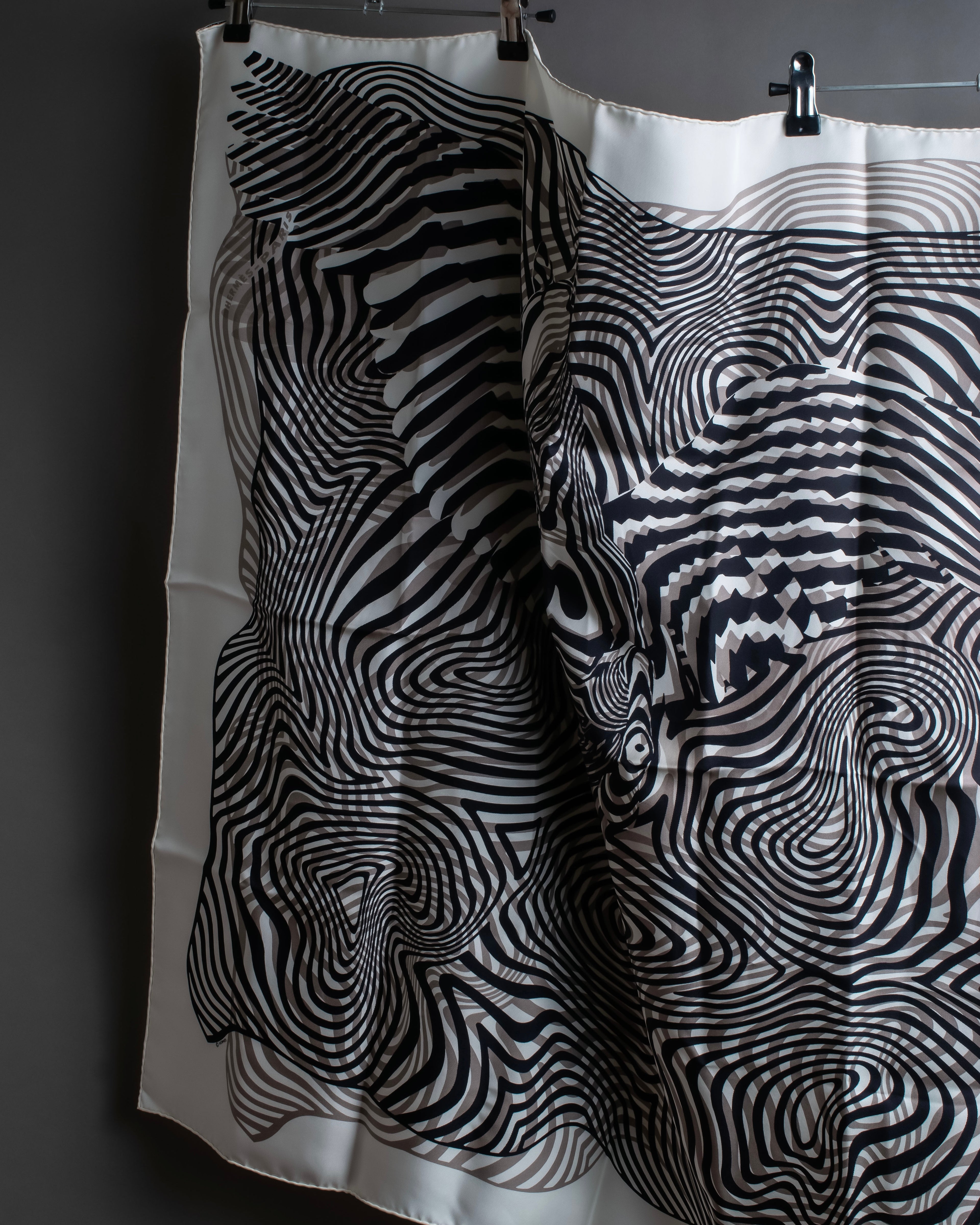 "HERMES" Zebra abstract print Carre 90 silk scarf