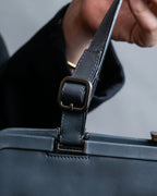 "PRADA" Clasp design grey-blue leather bag