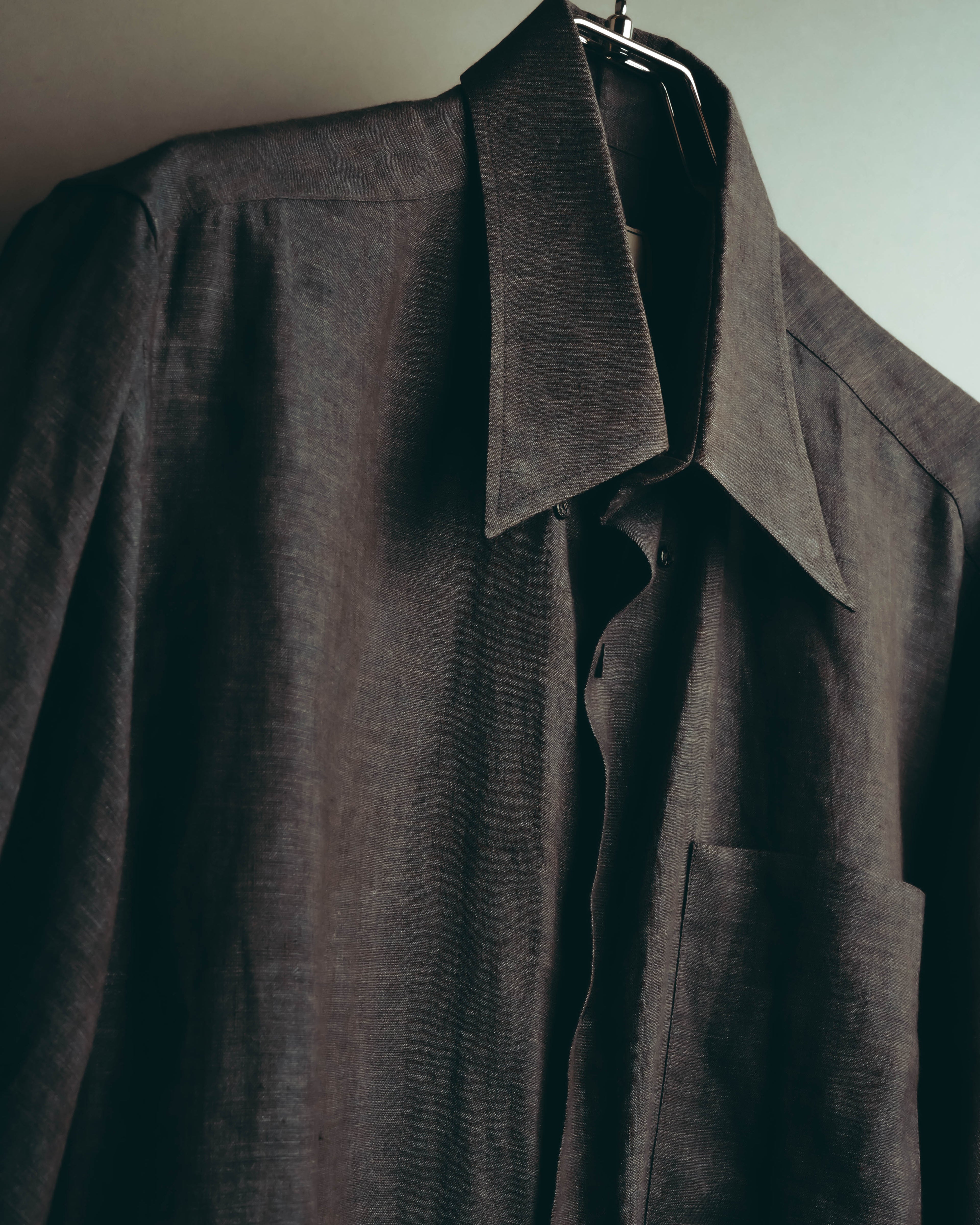-SPECIAL- “HERMES” 90’s-00’s wide-collar linen shirt