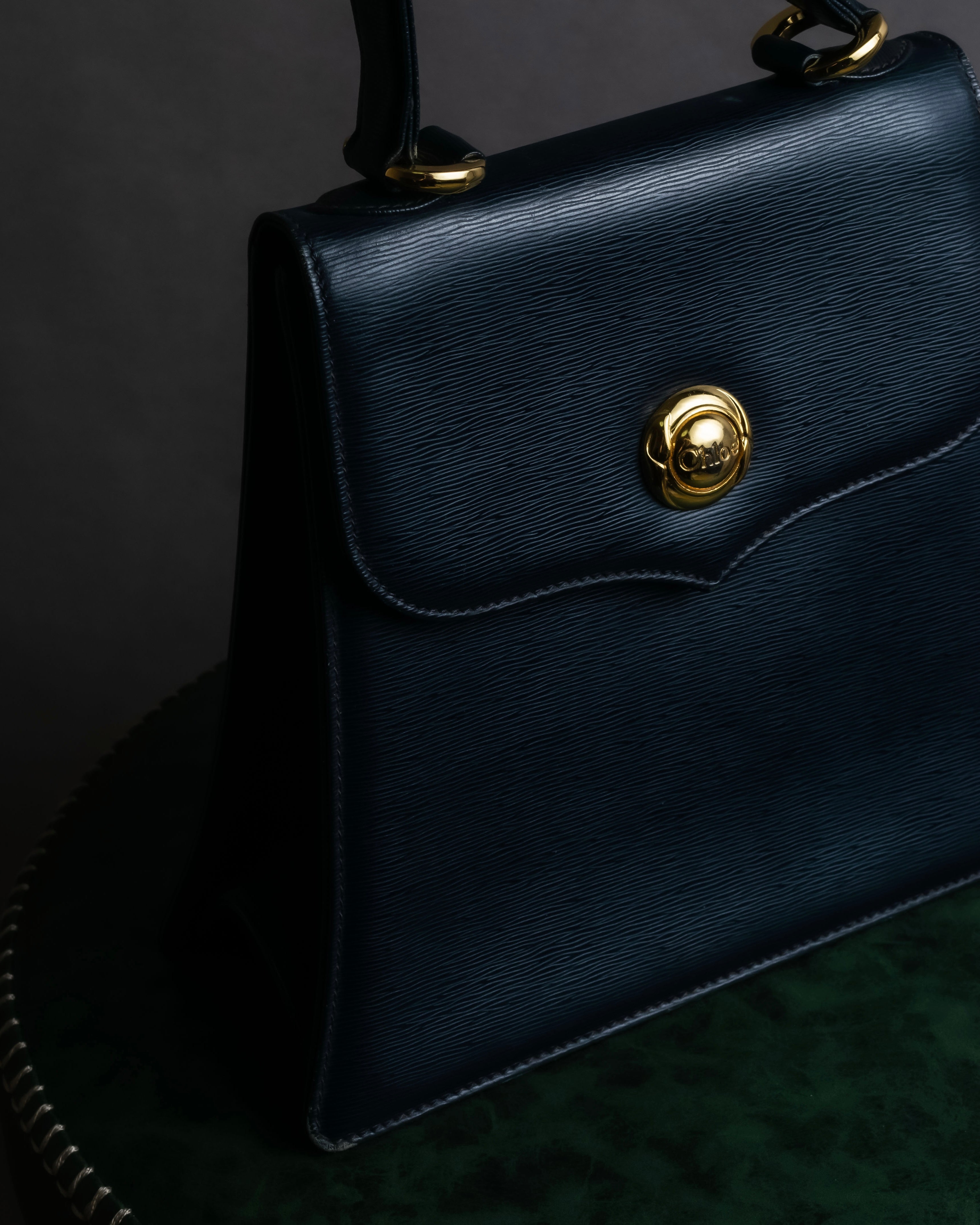 "Chloe" Trapezoid design embossed leather hand bag