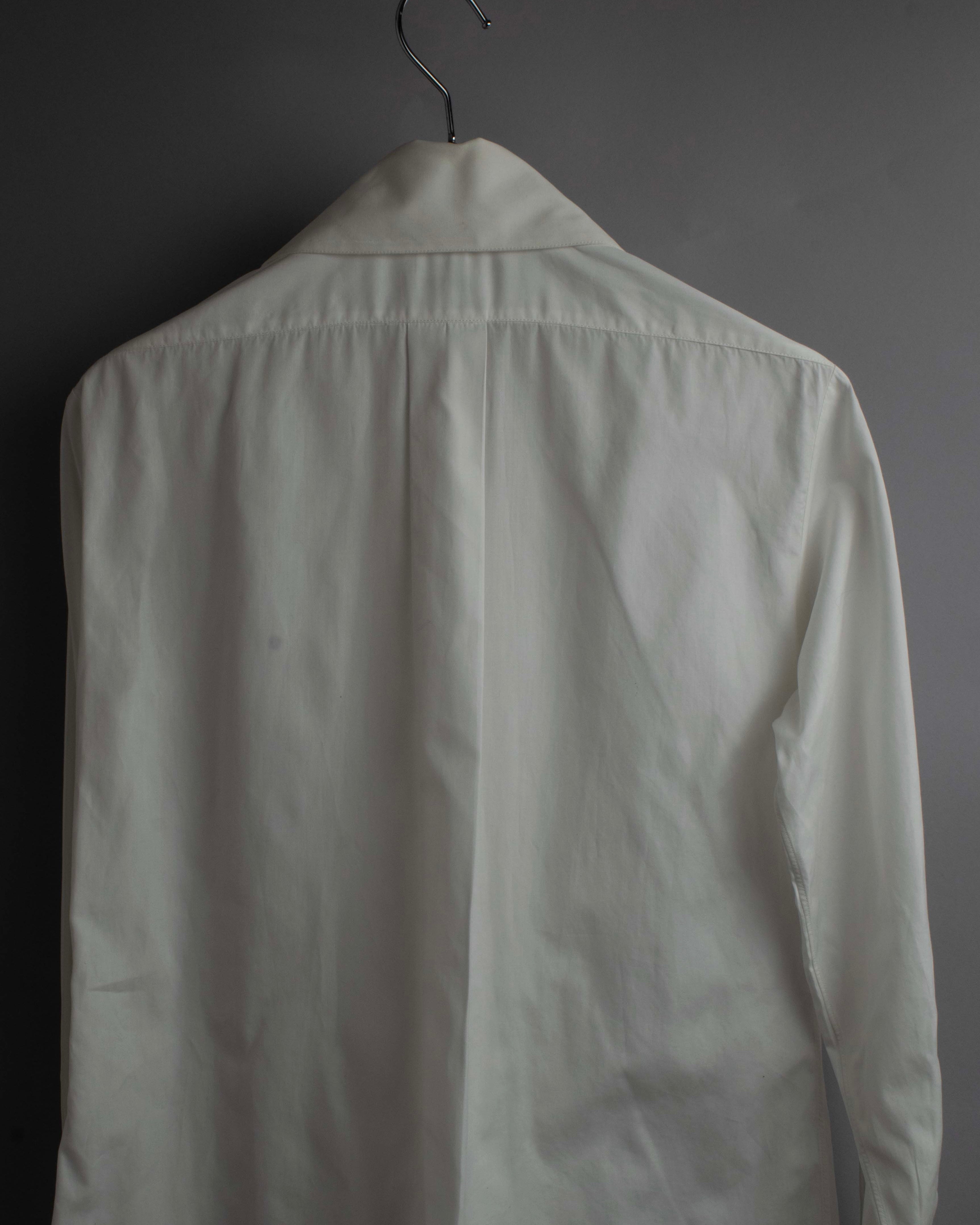 "CHANEL" Gold button design pleated white shirt