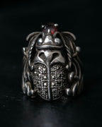 “Vintage” Beetle motif stone decorated silver ring