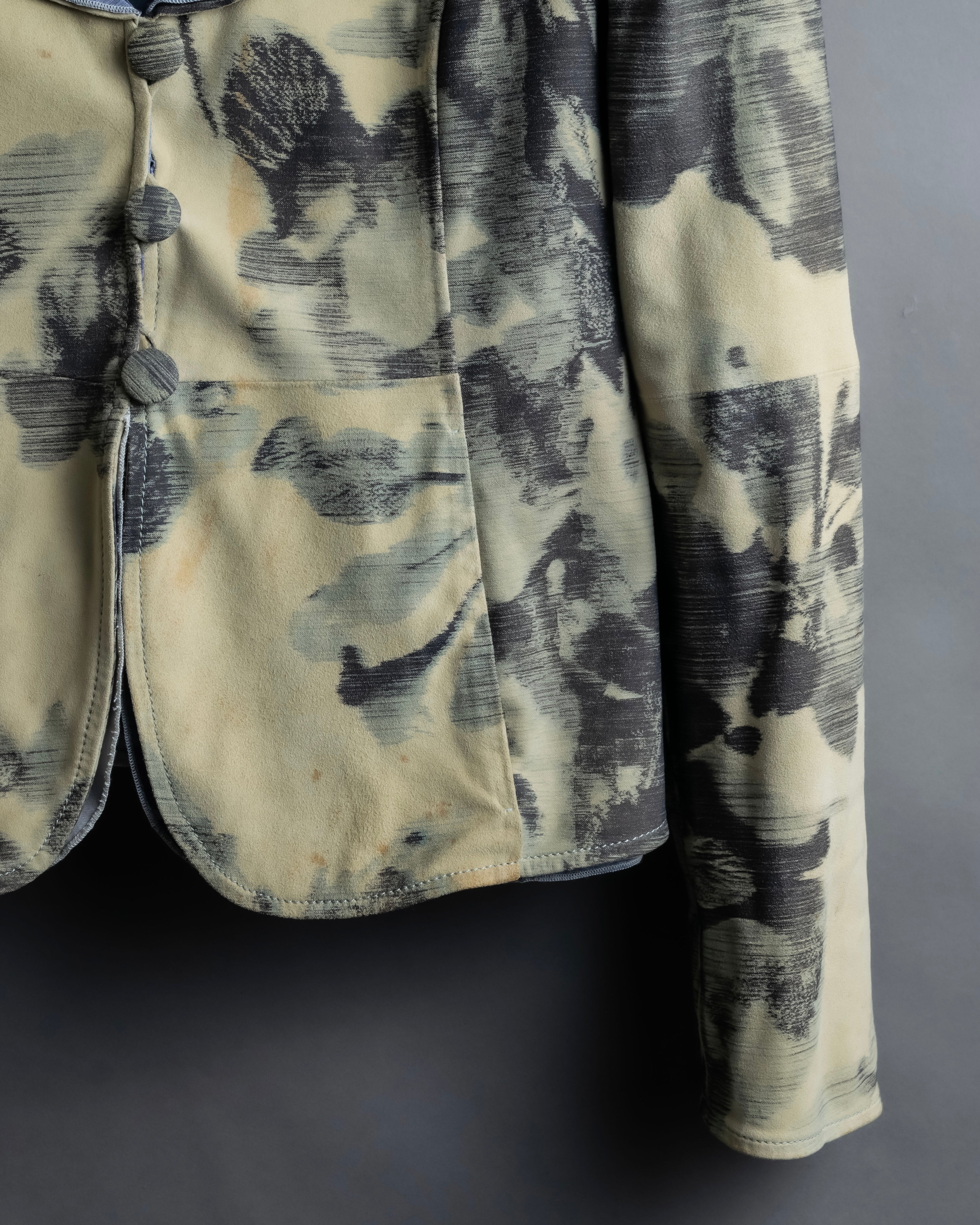 "ARMANI" Botanical print frilled collar jacket