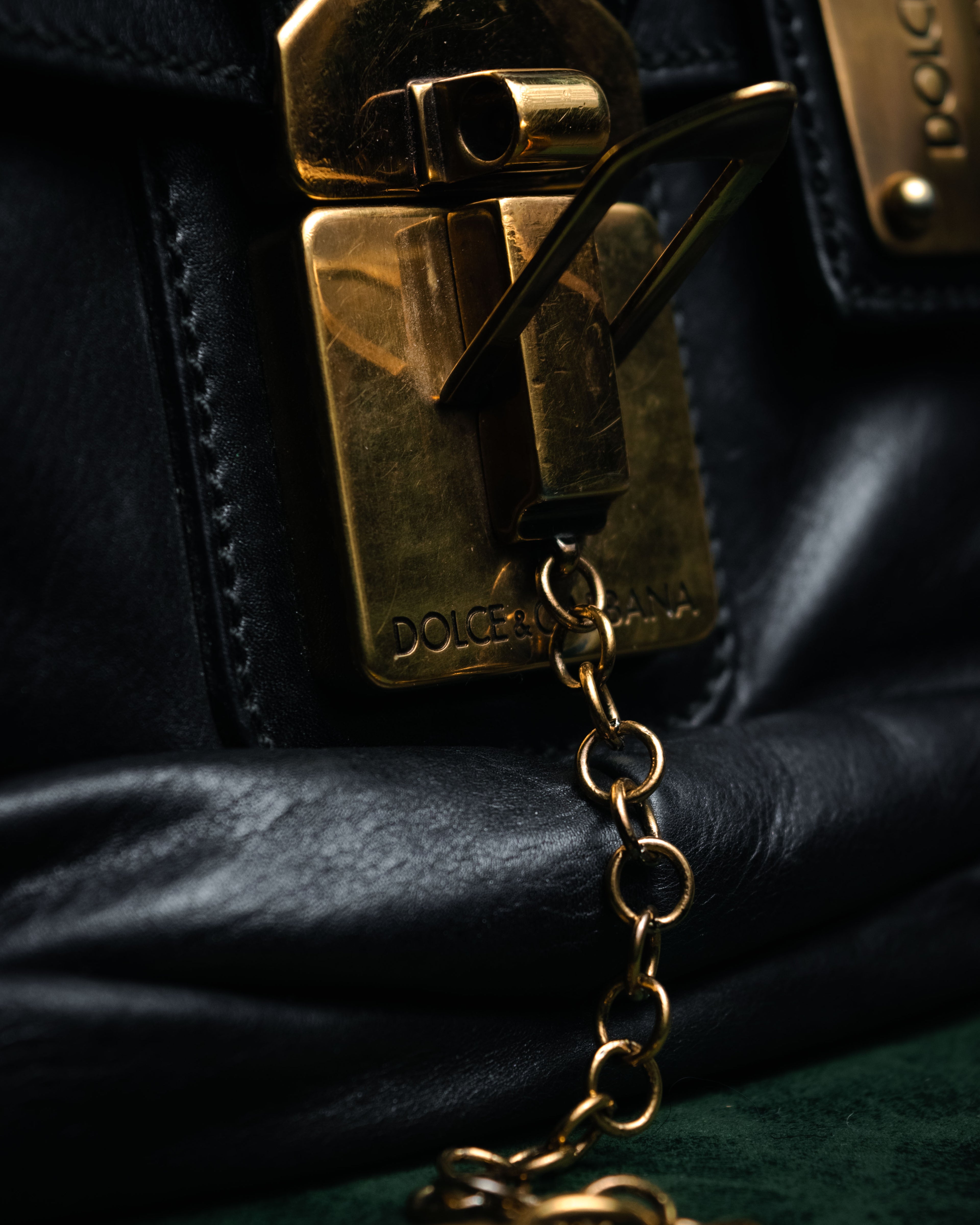 –SPECIAL– “DOLCE & GABBANA” 00’s-10’s Miss orient padlock leather satchel