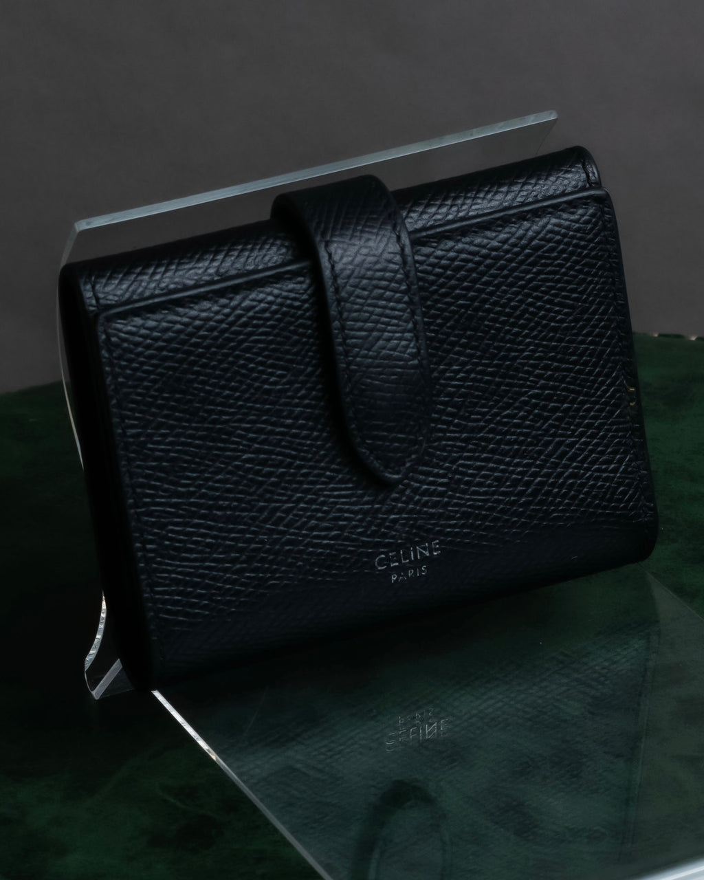"CELINE" Crossgrain leather tri-fold wallet