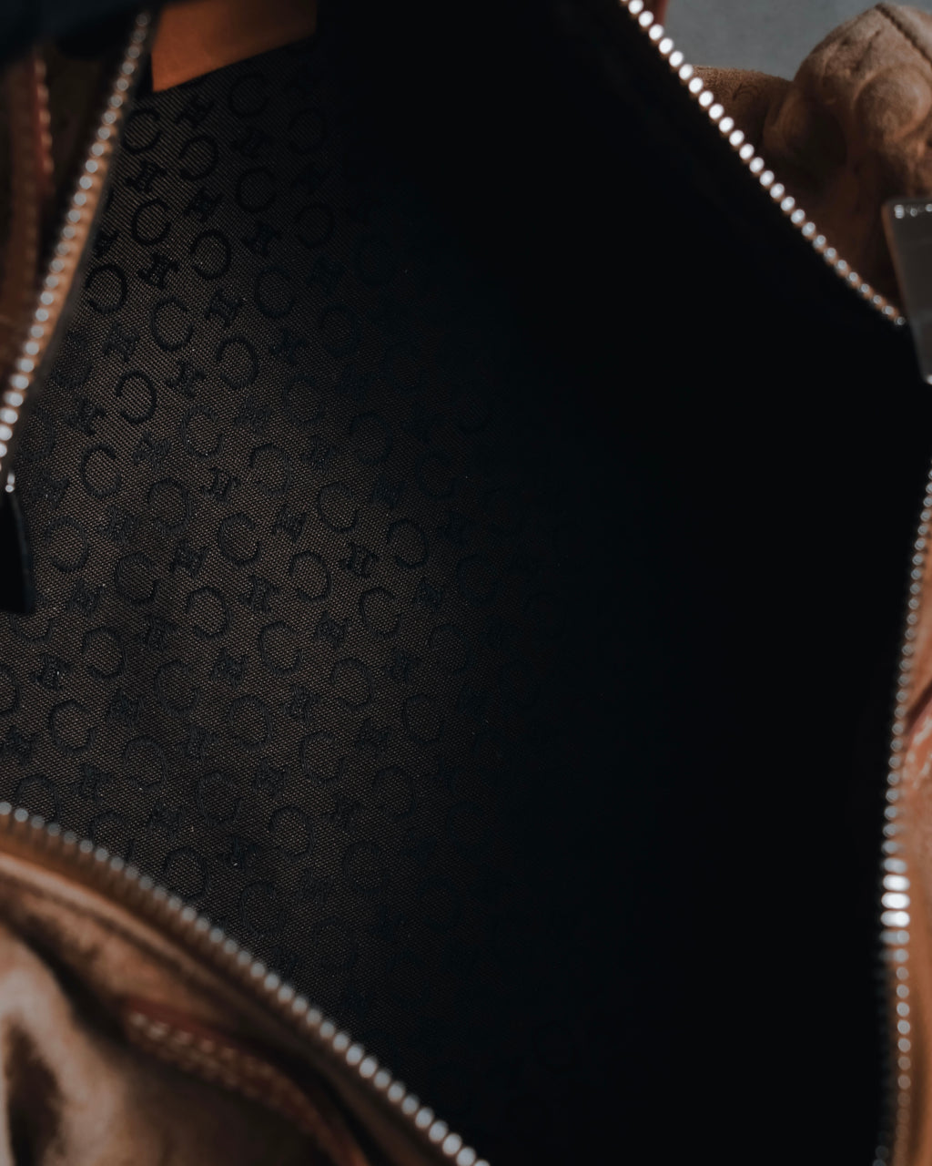 "CELINE" 00's Macadam logo engraved suede leather bag