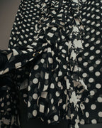 “GIANNI VERSACE COUTURE” 90’s Sheer mixed pattern ruffle blouse