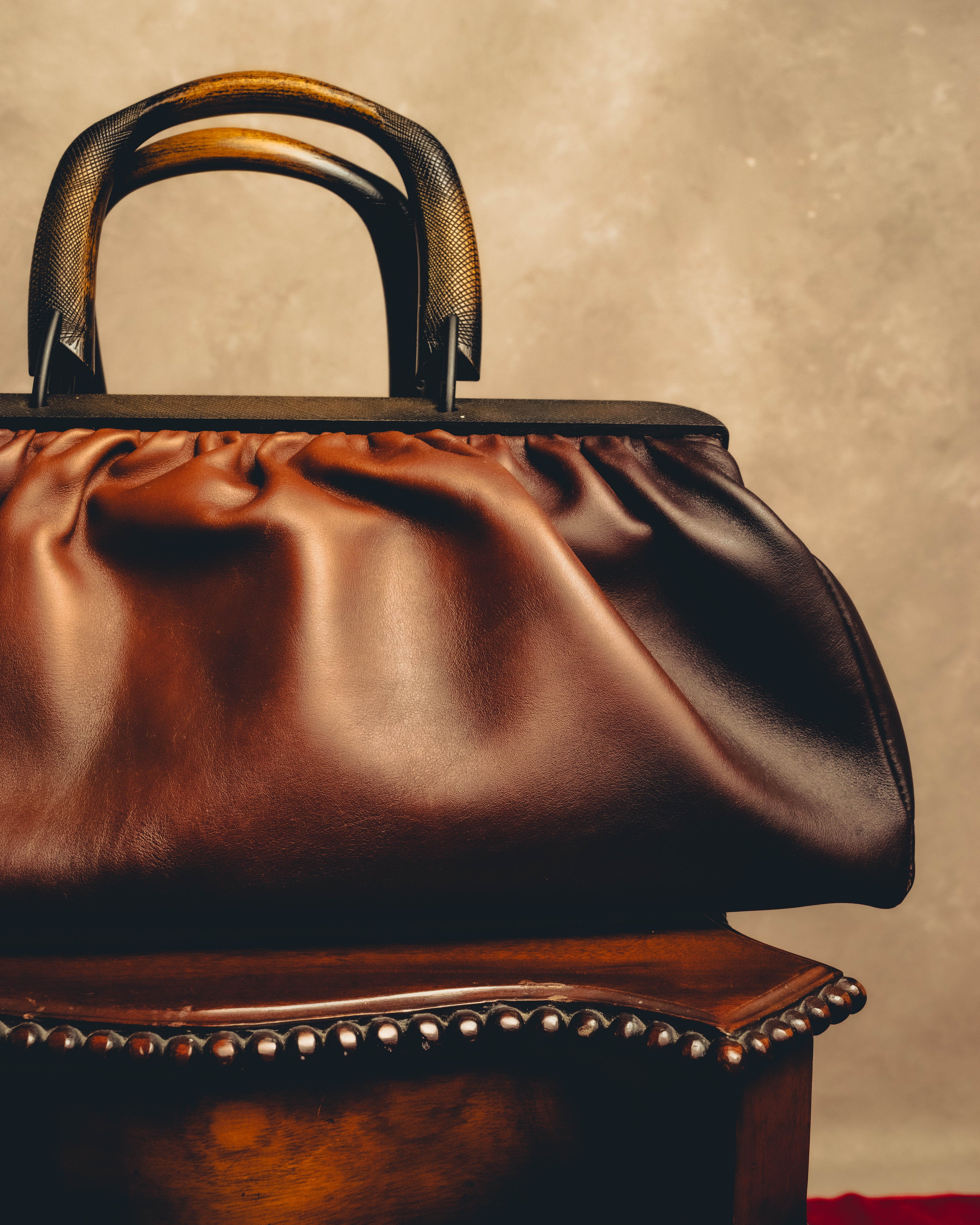 -SPECIAL- "GUCCI" 90's-00's Gathered leather top handle handbag