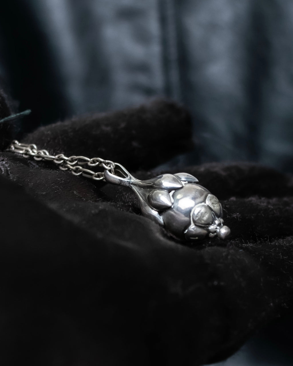 “Georg Jensen” Fruit motif designed silver chain necklace