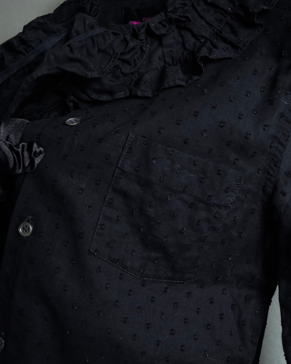 "tricot COMME des GARCONS"  80's Tiered ruffle design, dotted sheer blouse