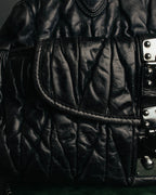 -SPECIAL- "MIU MIU" 00's-10's Glossy gathered leather handbag