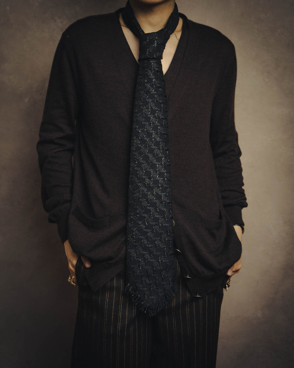 -SPECIAL- “CHANEL” 05Spring black tweed fringe necktie