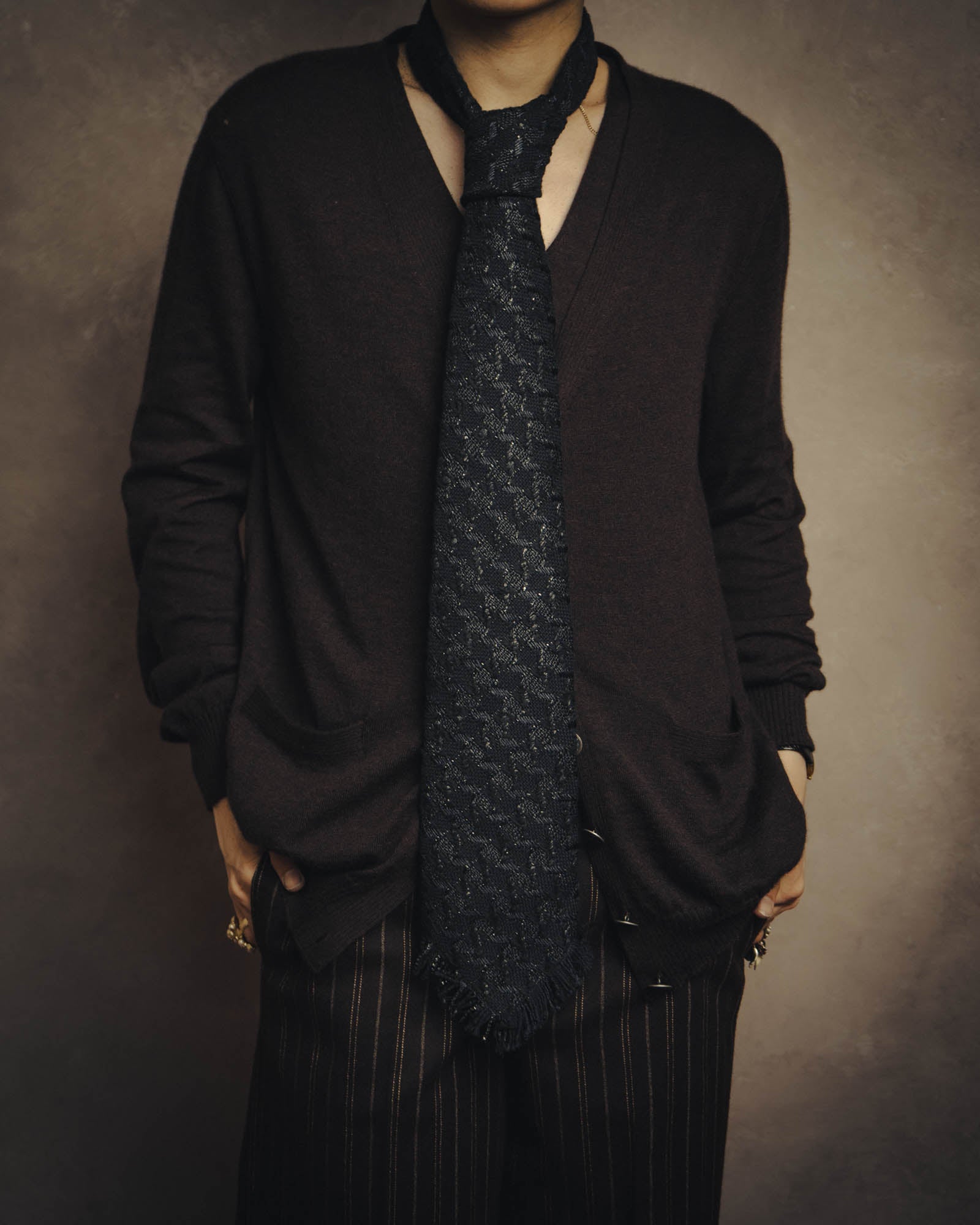 -SPECIAL- “CHANEL” 05Spring black tweed fringe necktie