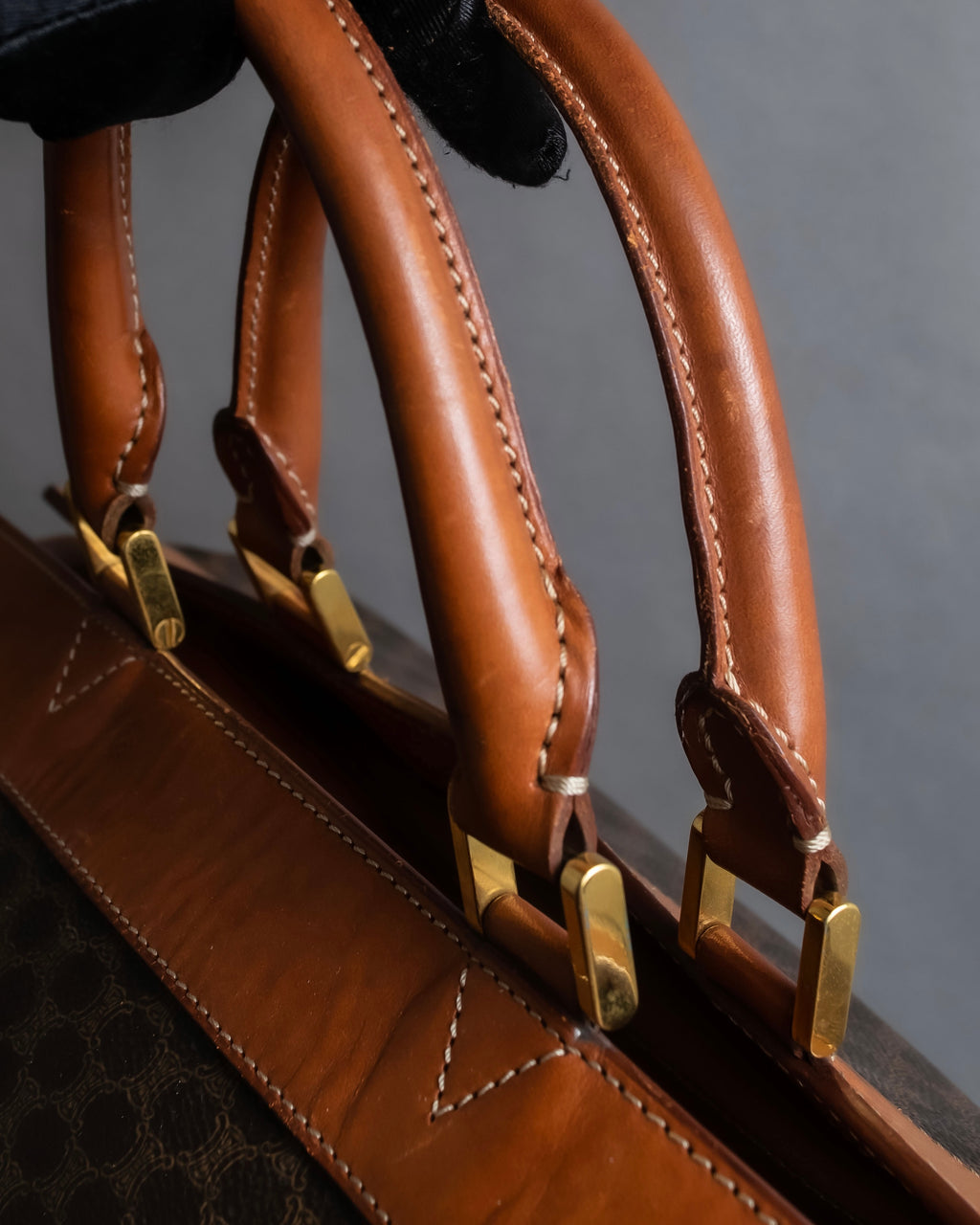 "CELINE" Macadam pattern leather combination boston bag