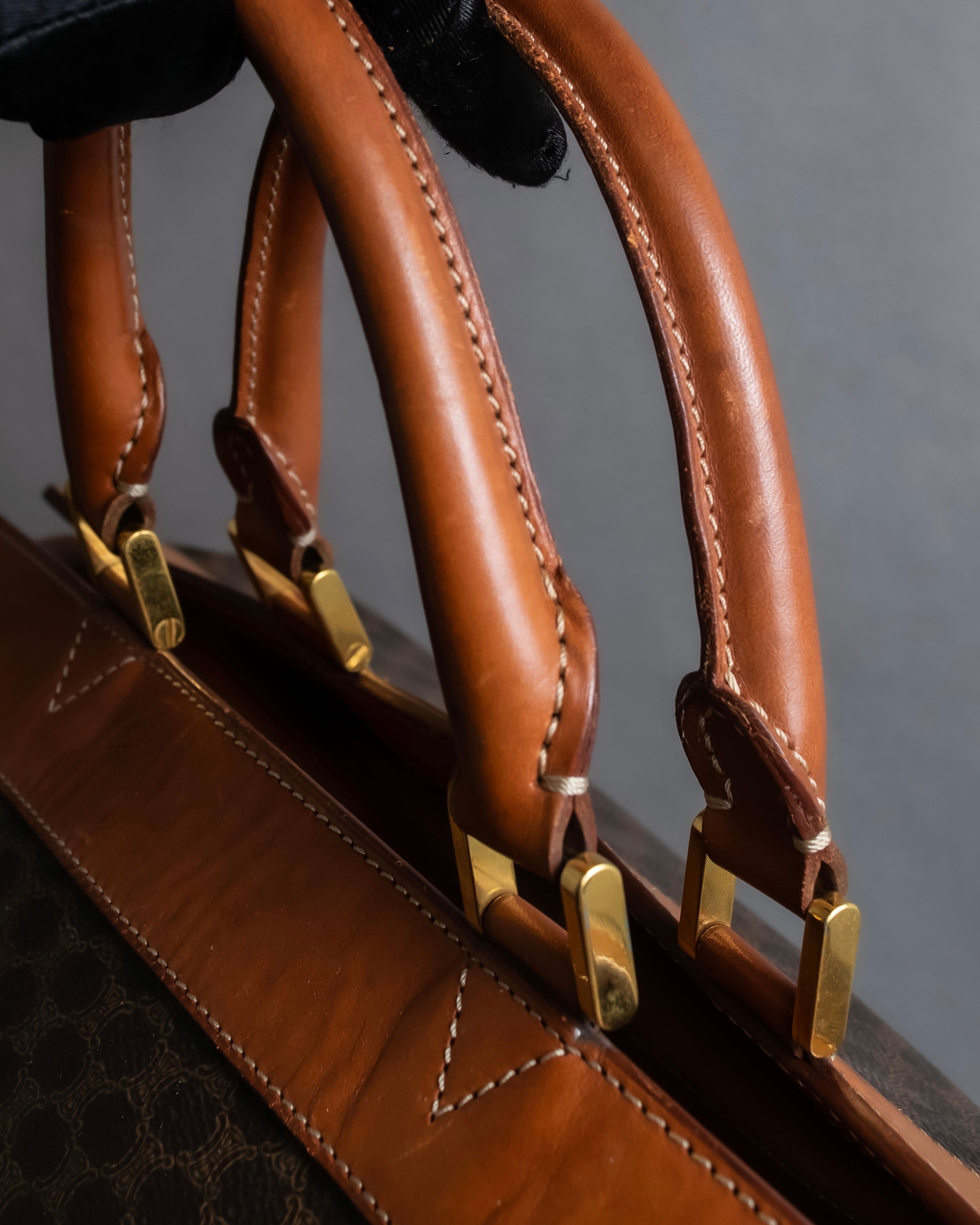 "CELINE" Macadam pattern leather combination boston bag