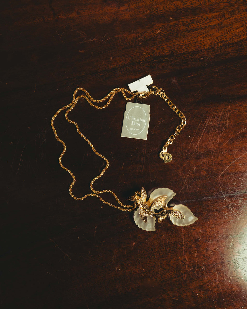 "Christian Dior" 70's-80's Sculptural leaf pendant necklace