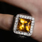 "GUCCI" Amber rhinestone GG motif engraved signet ring