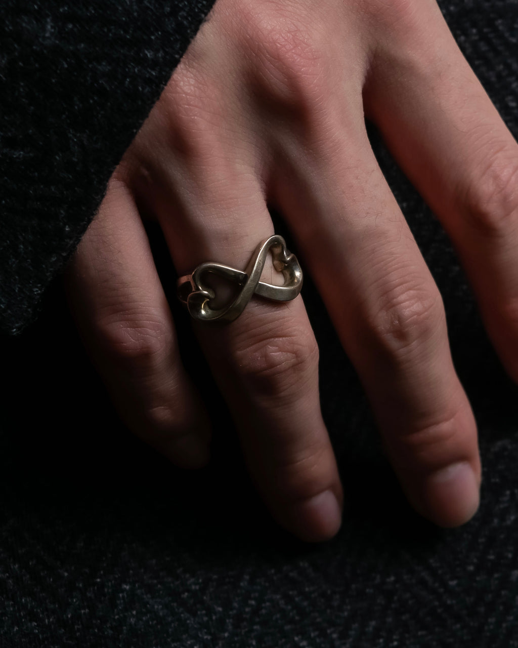 "Tiffany&Co" Double loving heart design silver ring