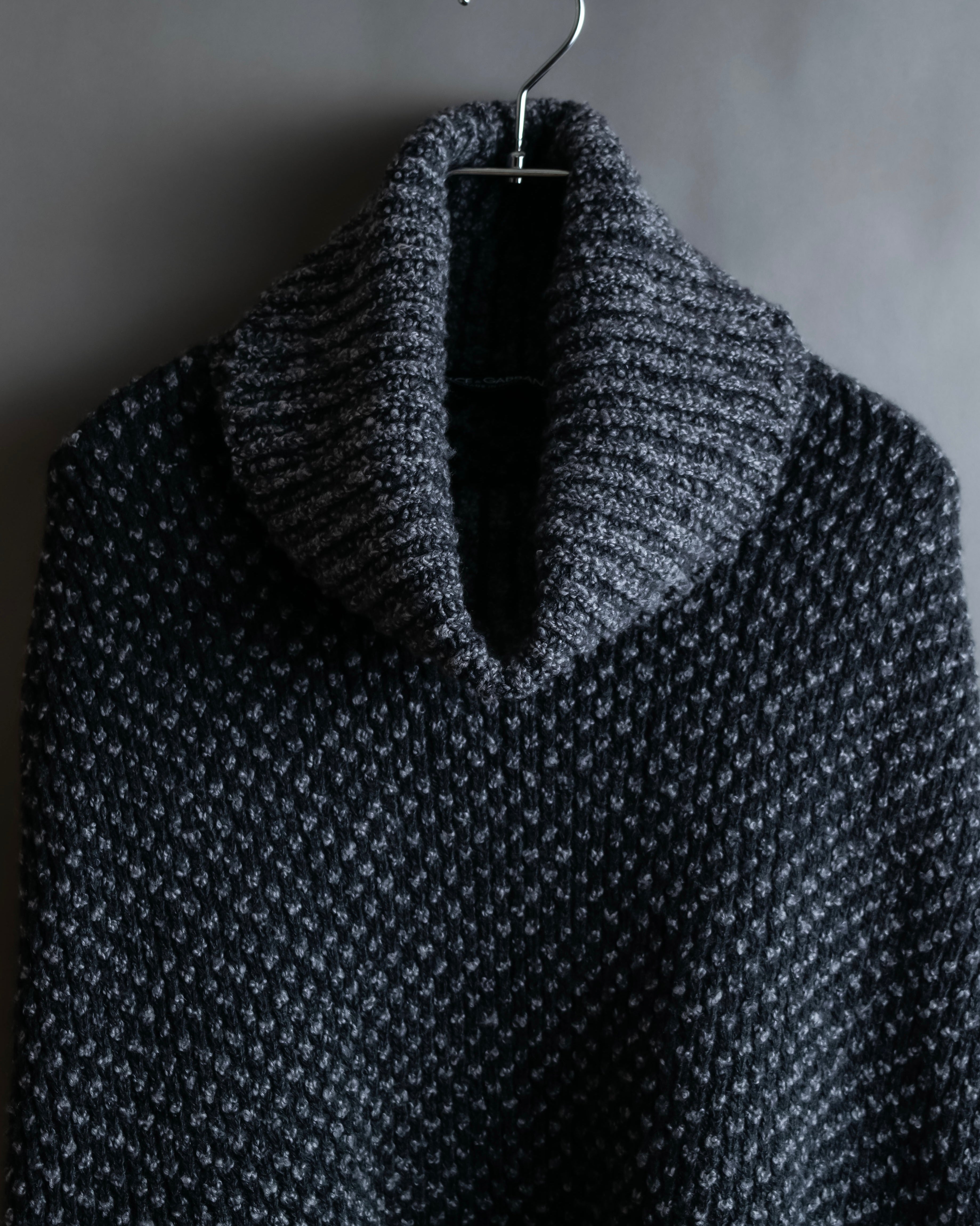 "DOLCE & GABBANA" Poncho silhouette waffle knit pullover