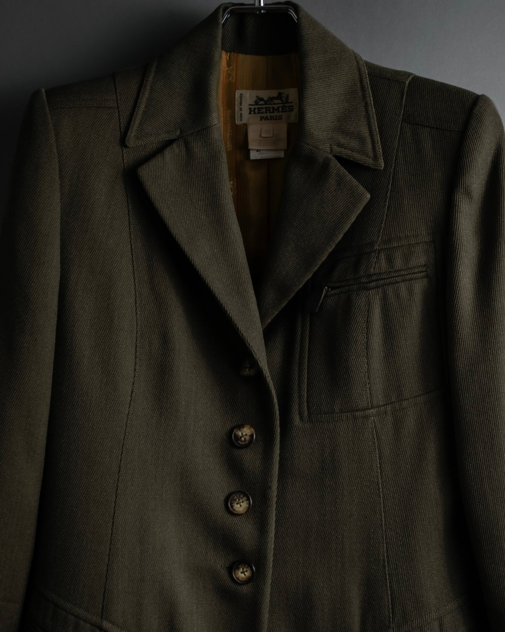 -SPECIAL- "HERMES" 90's Military-inspired zip design tailored jacket