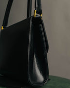 “GUCCI” 80’s-90’s Rope clasp leather shoulder bag