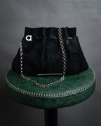 “Salvatore Ferragamo“ 90’s-00’s Suede gancini chain shoulder bag