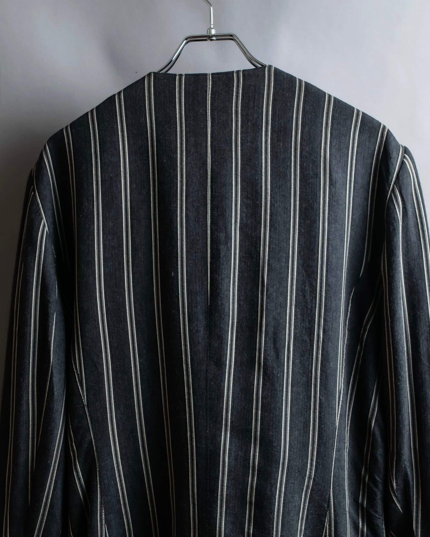 "Vintage multi stripe collarless jacket"