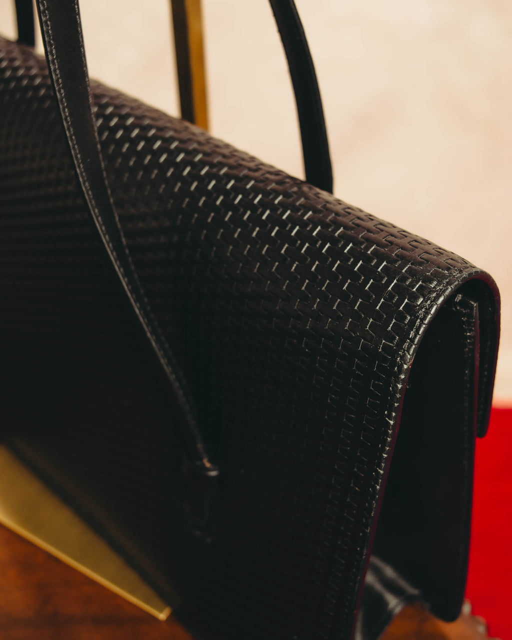 "Salvatore Ferragamo" 90's-00's Woven leather shoulder handbag