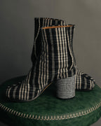 -SPECIAL- "Maison Margiela"2015's Tabi striped fabric ankle boots