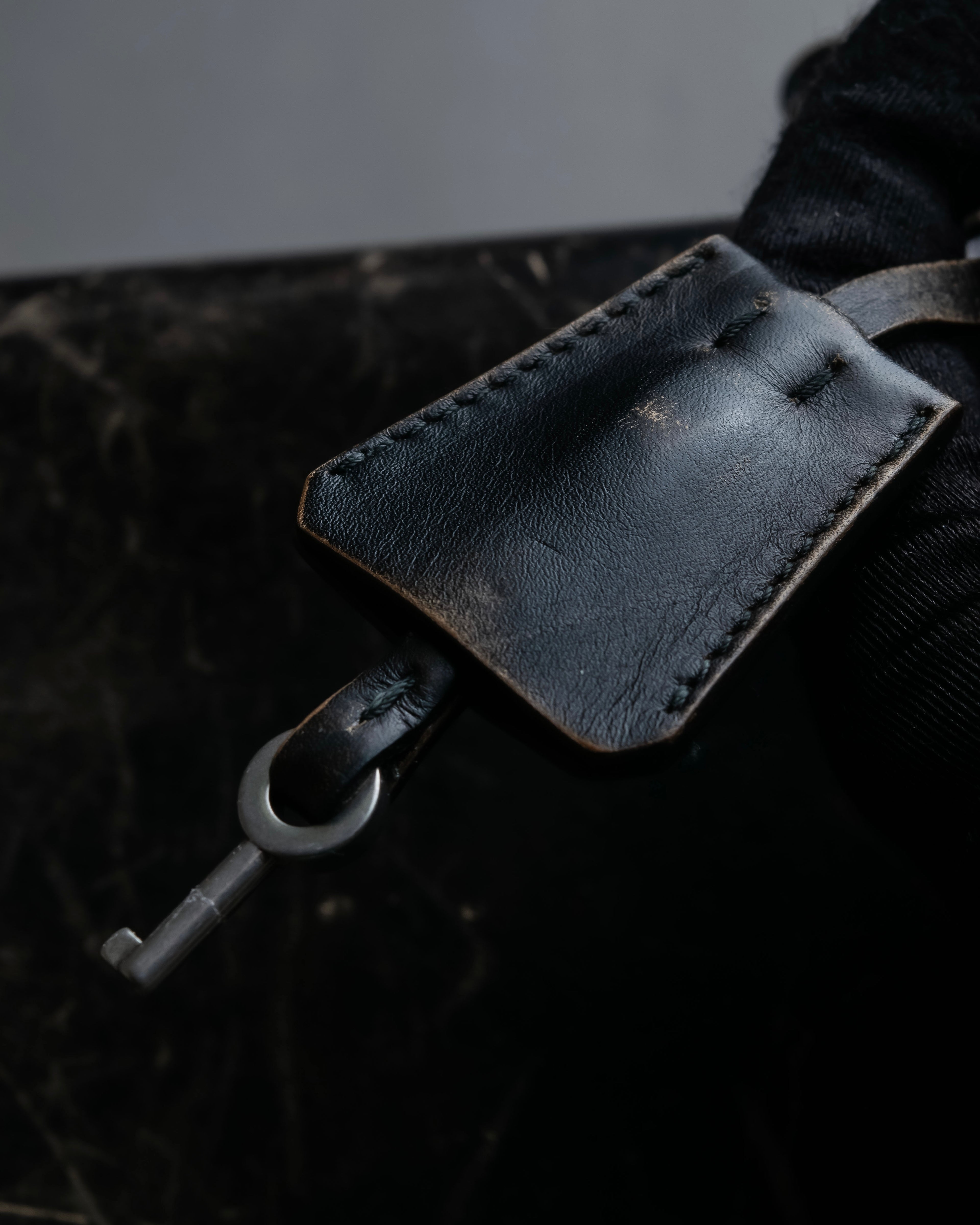 "PRADA" Aged metal parts design leather hand bag