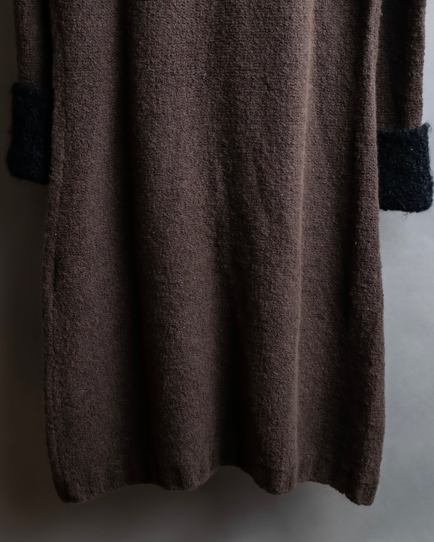 "Composition by KENZO" Fuzzy material cleric design knit coat