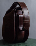 "GUCCI" 70's Embossed suede flap shoulder bag