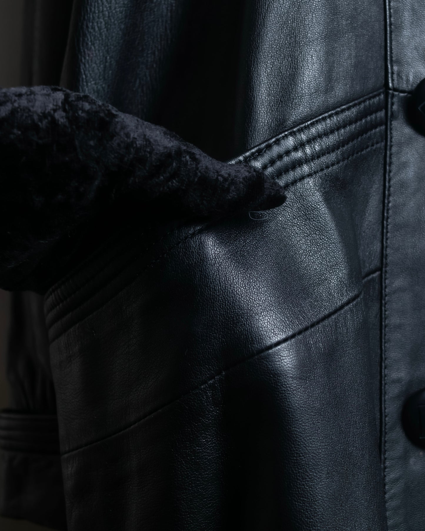 "PIERRE BALMAIN" Oversized double-breasted lamb leather tailored jacket